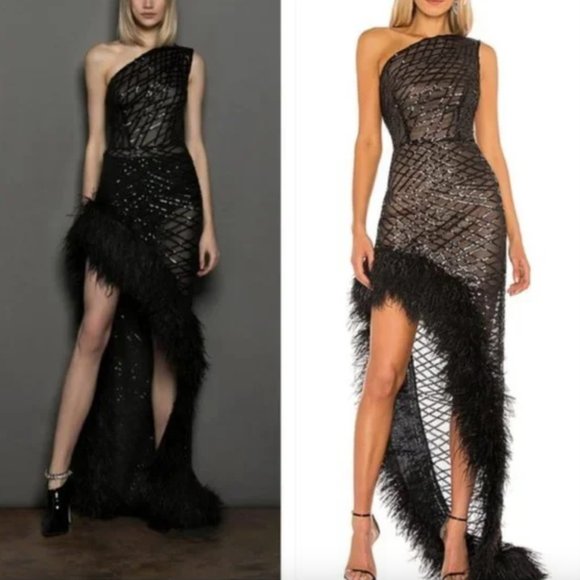 Bronx and Banco Dresses & Skirts - Bronx and Banco Feather Dress Lola NEW $1,300 Sz 4